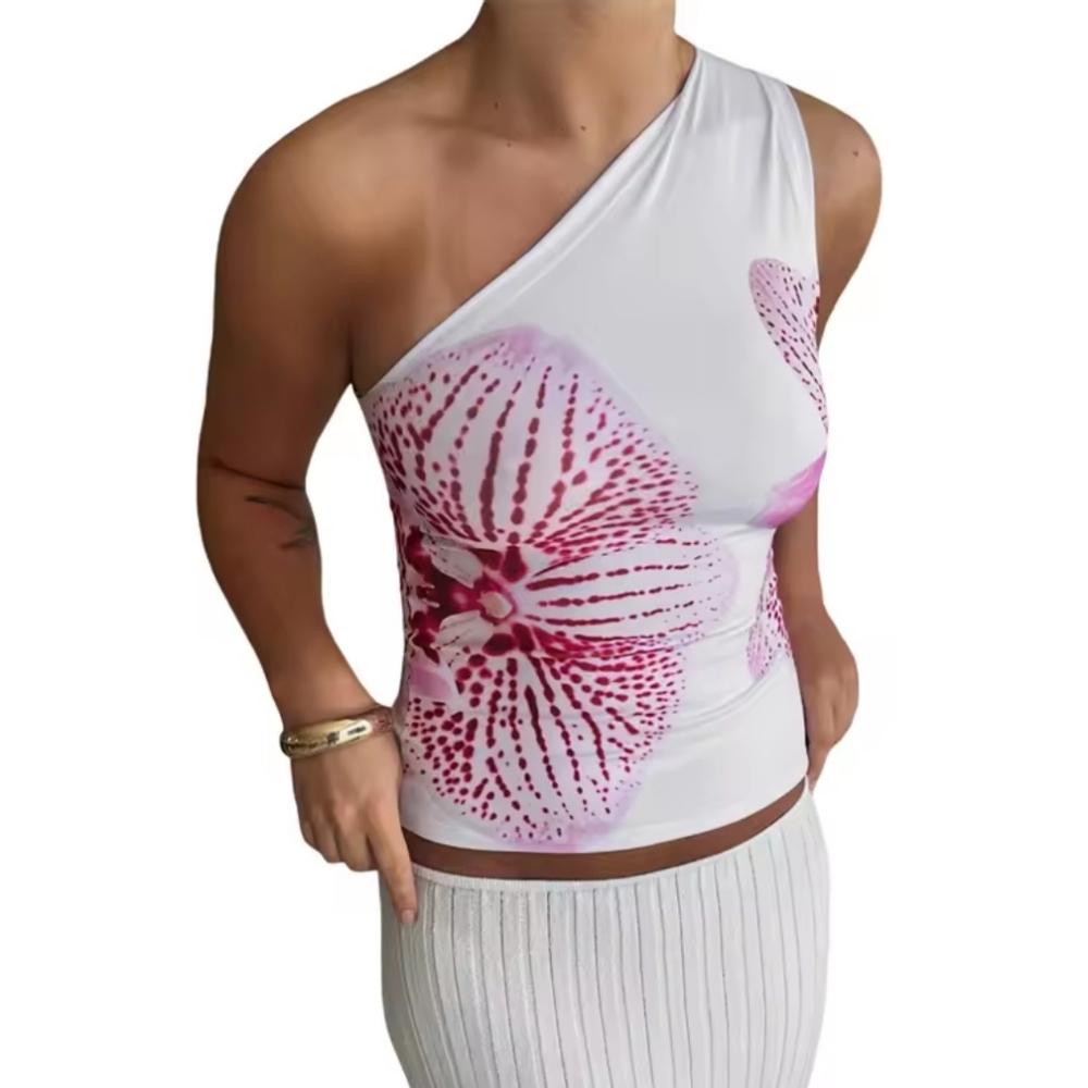 Tank Top for Women Floral PrintSleeveless Backless Vest Cropped T Shirt - Picture 5 of 8